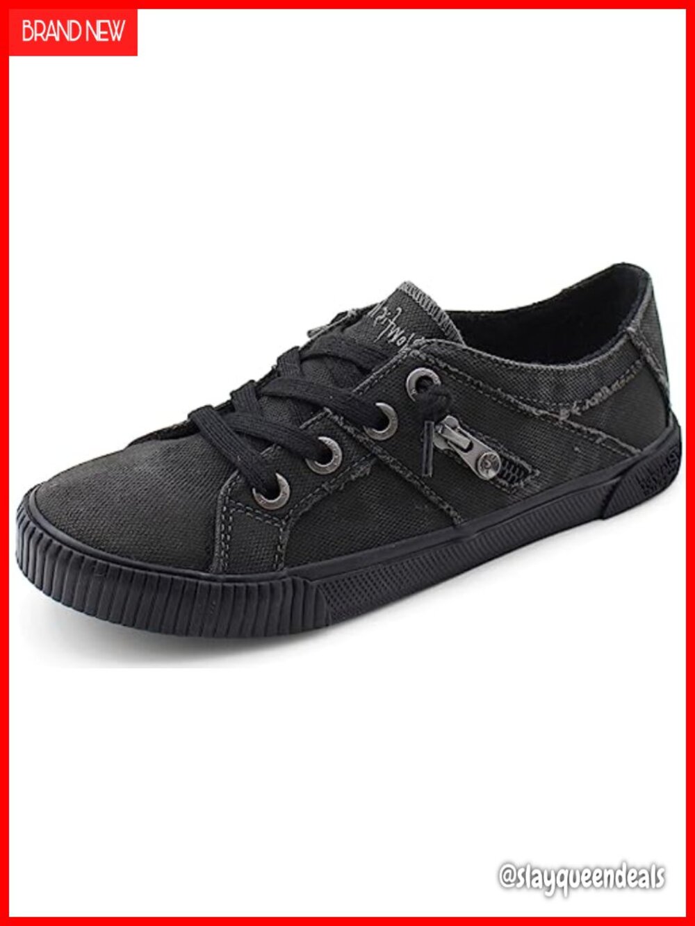 Slip-On Fashion Sneaker with Zipper Decorative Laces SuperFoamShock Footbed